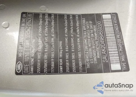 2011 Land Rover Lr4 z USA, uszkodzony, nr VIN SALAK2D49BA559320